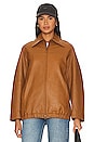 view 2 of 5 Oversized Leather Bomber Jacket in Canyon