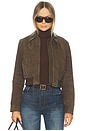 view 1 of 5 Suede Shrunken Bomber in Willow