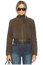 view 2 of 5 Suede Shrunken Bomber in Willow