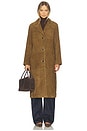 view 2 of 4 Suede Leather Long Coat in Wood Moss
