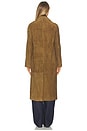 view 4 of 4 Suede Leather Long Coat in Wood Moss