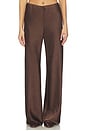 view 1 of 6 High Waist Fluid Satin Bias Pant in Espresso