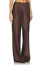 view 2 of 6 High Waist Fluid Satin Bias Pant in Espresso