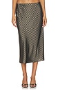 view 1 of 6 PLAID OMBRE SLIP SKIRT WITH LINGERIE ELASTIC in Black & Camel
