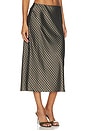 view 2 of 6 PLAID OMBRE SLIP SKIRT WITH LINGERIE ELASTIC in Black & Camel