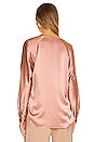 view 3 of 4 Band Collar Blouse in Blush & Cream