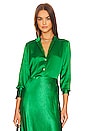 view 1 of 4 Slim Fitted Band Collar Blouse in Emerald