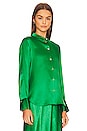 view 2 of 4 Slim Fitted Band Collar Blouse in Emerald