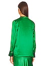 view 3 of 4 Slim Fitted Band Collar Blouse in Emerald