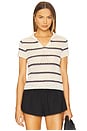 view 1 of 4 Macrame Stripe Henley Top in Off White Combo