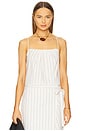 view 1 of 5 Seedling Stripe Draped Front Tank in Off White & Marigold