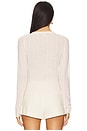view 3 of 5 Waffle Knit Henley Top in White Sand