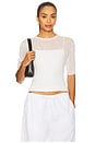 view 1 of 4 Double Layer Rib Elbow Sleeve Top in Optic White