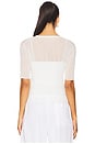 view 3 of 4 Double Layer Rib Elbow Sleeve Top in Optic White
