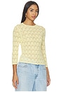 view 2 of 5 Fine Lace 3/4 Sleeve Crew Neck in Dandelion