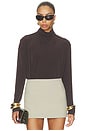 view 1 of 4 Longsleeve Draped Cowl Blouse in Smoked Truffle