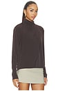 view 2 of 4 Longsleeve Draped Cowl Blouse in Smoked Truffle