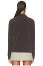 view 4 of 4 Longsleeve Draped Cowl Blouse in Smoked Truffle