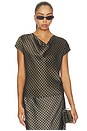 view 1 of 5 Ombre Plaid On Cowl Neckcap Sleeveless Blouse in Black & Camel