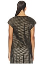 view 4 of 5 Ombre Plaid On Cowl Neckcap Sleeveless Blouse in Black & Camel