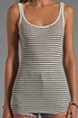 view 3 of 4 Striped Favorite Tank in Heather White and Black in Heather White & Black