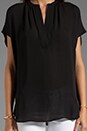 view 3 of 3 Cap Sleeve Popover Blouse in Black
