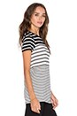 view 2 of 3 Short Sleeve Engineered Stripe Tee in Black & Off White