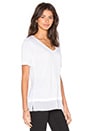 view 2 of 3 Crinkle Chiffon Mixed Media V-Neck Tee in Off White