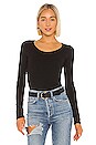 view 1 of 4 Long Sleeve Deep Scoop Neck Top in Black