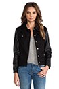 view 1 of 6 Anika Denim Leather Sleeve Jacket in Black in Black Denim
