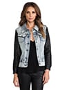 view 1 of 6 Anika Denim Leather Sleeve Jacket in Blue in Blue Denim