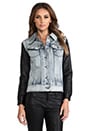 view 2 of 6 Anika Denim Leather Sleeve Jacket in Blue in Blue Denim