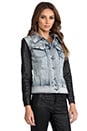 view 3 of 6 Anika Denim Leather Sleeve Jacket in Blue in Blue Denim