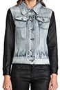 view 5 of 6 Anika Denim Leather Sleeve Jacket in Blue in Blue Denim
