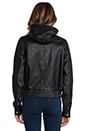 view 4 of 6 Autumn Leather Hooded Bomber Jacket in Black