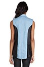 view 3 of 4 Chambray Leather Sleeveless Shirt in Blue