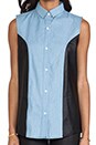 view 4 of 4 Chambray Leather Sleeveless Shirt in Blue