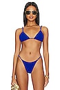 view 1 of 4 Beads Parallel Triangle Bikini Top in Blue Ocean
