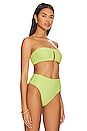 view 3 of 5 Sandy Scales Bandeau Bikini Top in Wasabi