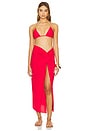view 4 of 4 Layla T Back Tri Bikini Top in Red
