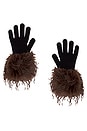 view 1 of 2 Knitted Gloves With Faux Fur Trim in Black & Chocolate