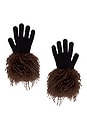 view 2 of 2 Knitted Gloves With Faux Fur Trim in Black & Chocolate