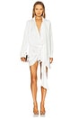 view 1 of 4 Draped Shirt Style Wrap Dress in White