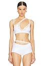 view 1 of 5 Ribbed Jersey Bra With Asymmetric Lace Trim in White