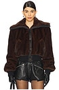 view 1 of 4 Faux Fur Bomber Jacket in Chocolate