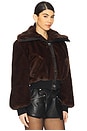 view 2 of 4 Faux Fur Bomber Jacket in Chocolate