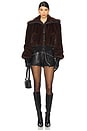 view 4 of 4 Faux Fur Bomber Jacket in Chocolate