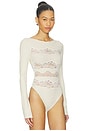 view 3 of 5 Lace Cut Out Bodysuit in Ecru