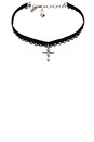 view 1 of 3 Cross Pendant Choker in Black, White & Silver