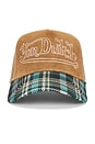 view 1 of 3 Plaid Cord Trucker Hat in Sepia Stone
